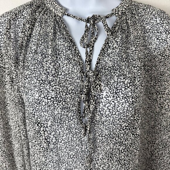 Anine Bing NEW Abigail 100% Silk Abstract Print Blouse Black White Small Sheer - Picture 4 of 12